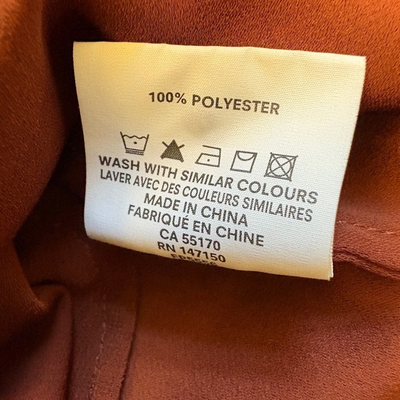 Frank & Oak Burnt Sienna Button-Down Collared Tie-waist Knee-length Dress Large - Picture 8 of 10